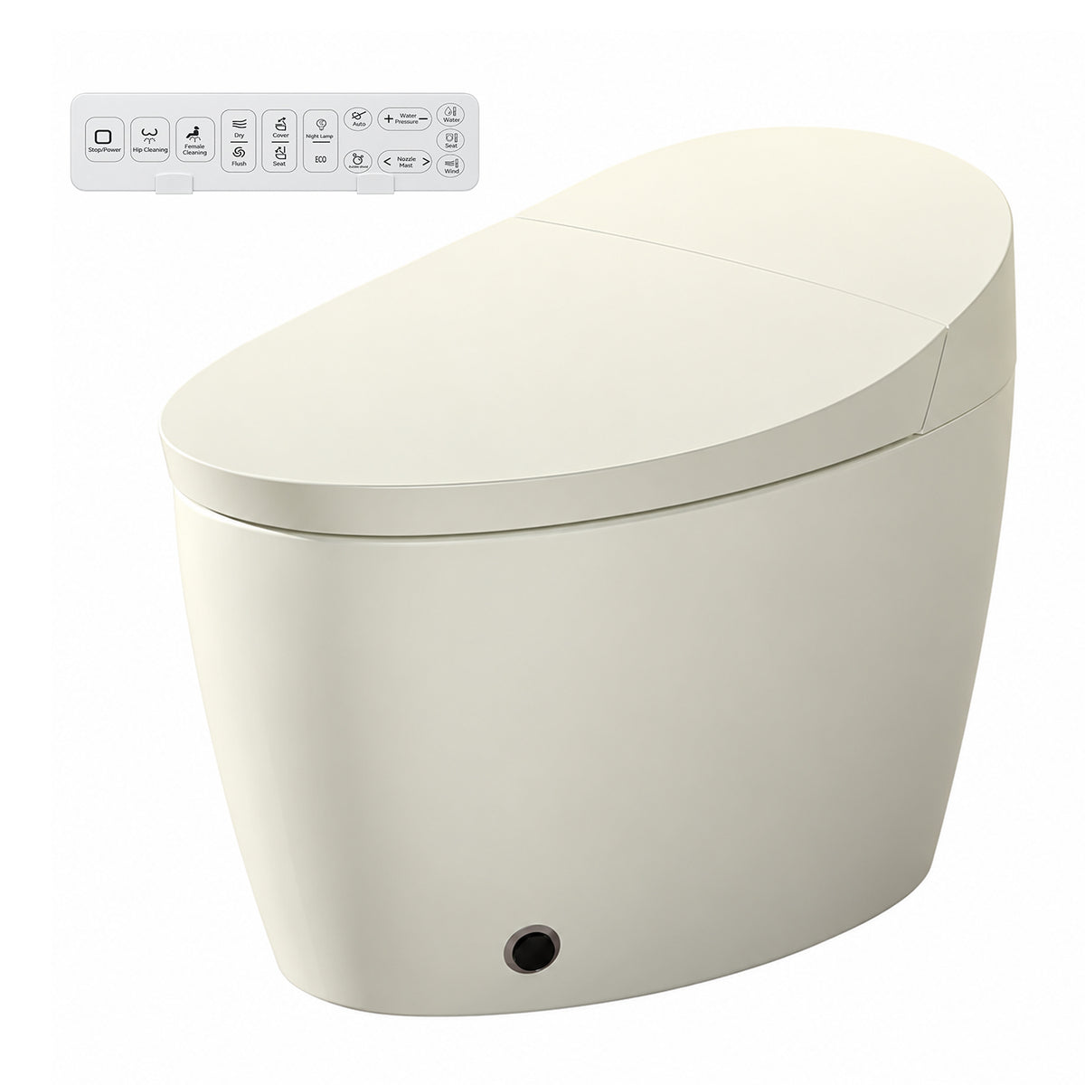 Rainlex ADA Smart Bidet Toilet with Auto Flush, Heated Seat, Warm Water Wash, Dryer, Foot Kick Sensor, Night Light & Remote Control（T51）