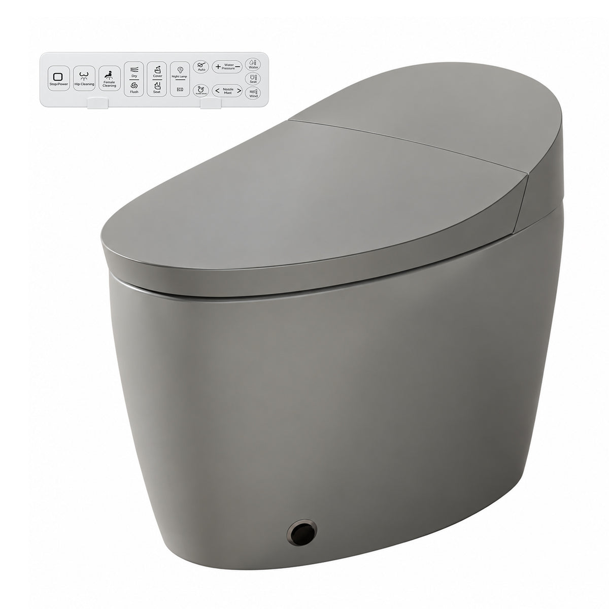 Rainlex ADA Smart Bidet Toilet with Auto Flush, Heated Seat, Warm Water Wash, Dryer, Foot Kick Sensor, Night Light & Remote Control（T51）