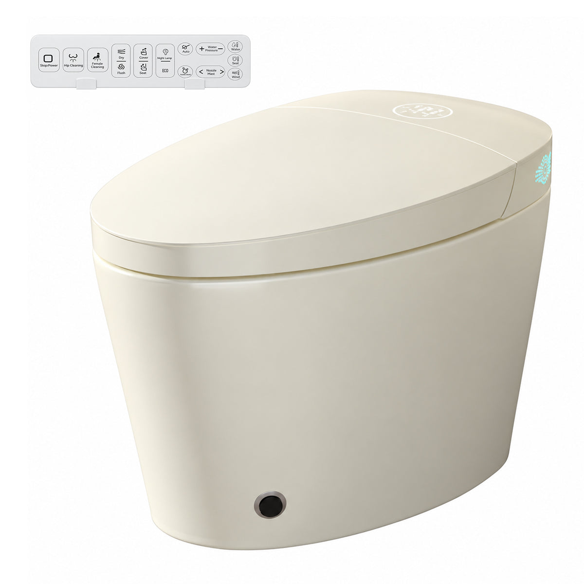 Rainlex Smart Bidet Toilet with Heated Seat, Warm Water Wash, Dryer, Auto Flush, Foot Kick Sensor, Night Light & Remote Control(T52)
