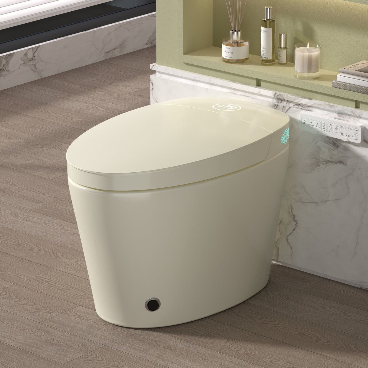 Rainlex Smart Bidet Toilet with Heated Seat, Warm Water Wash, Dryer, Auto Flush, Foot Kick Sensor, Night Light & Remote Control(T52)