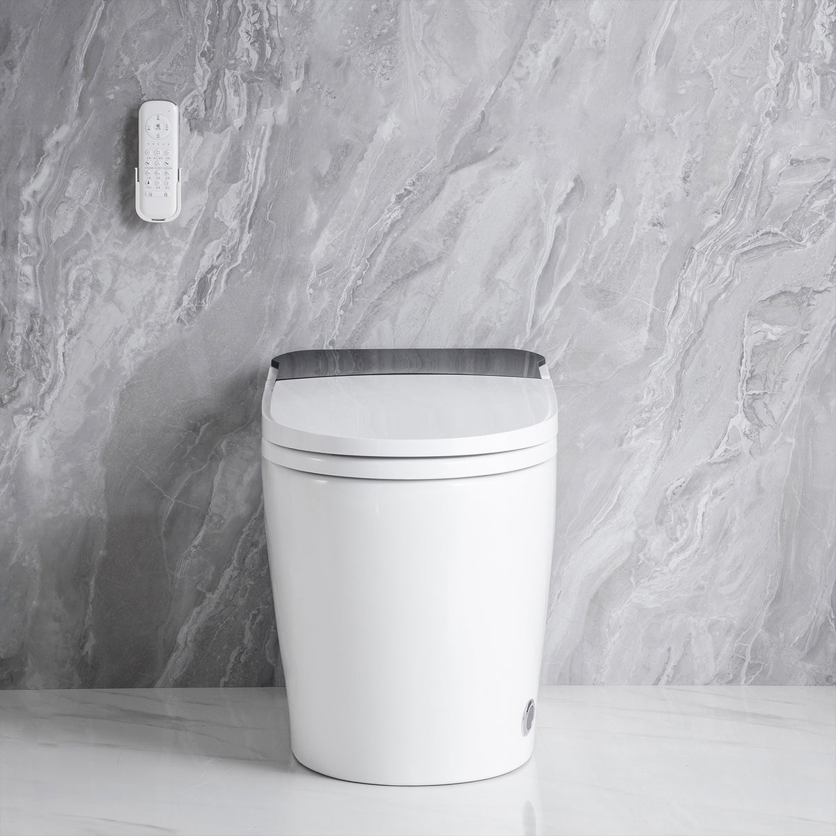 Rainlex Elongated Smart Bidet Toilet with Auto Open Lid, Heated Seat, Warm Water Wash, Dryer, Foot Sensor, Night Light & Remote Control(T53)