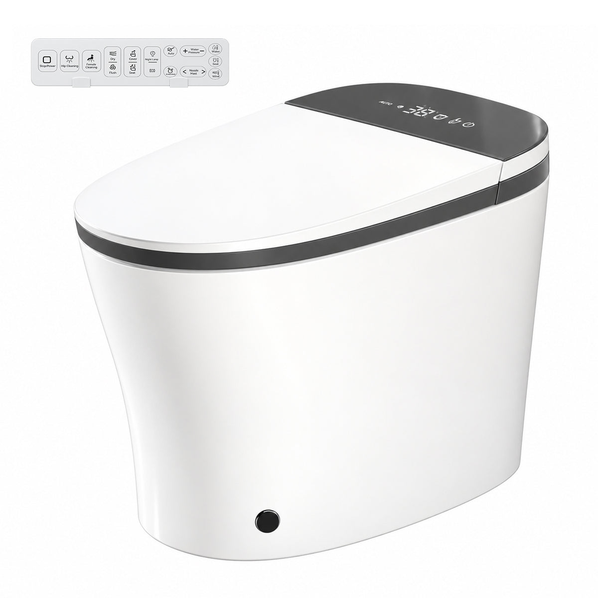 Rainlex ADA Smart Bidet Toilet with Auto Open Lid, Heated Seat, Warm Water Wash, Dryer, LED Display, Night Light & Remote Control（T54）