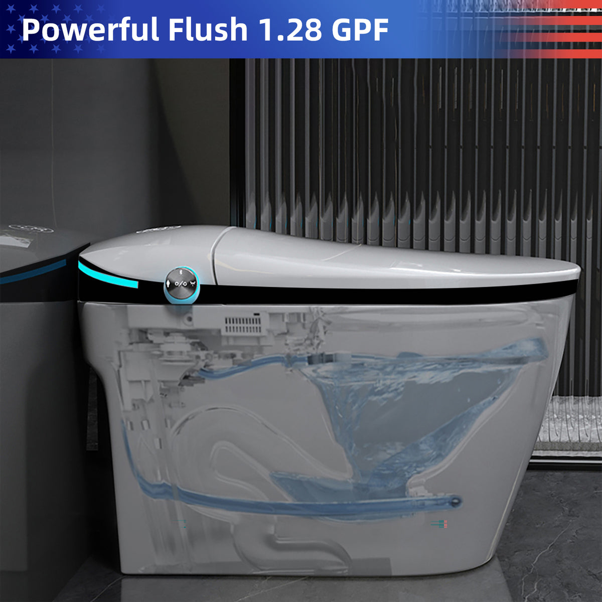 Rainlex Luxury Smart Bidet Toilet with Auto Open Lid, Heated Seat, Warm Water Wash, Dryer, Foot Sensor, LED Display & Remote Control