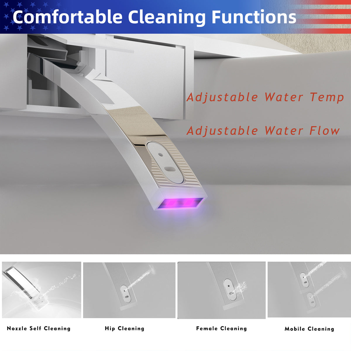 Rainlex Luxury Smart Bidet Toilet with Auto Open Lid, Heated Seat, Warm Water Wash, Dryer, Foot Sensor, LED Display & Remote Control