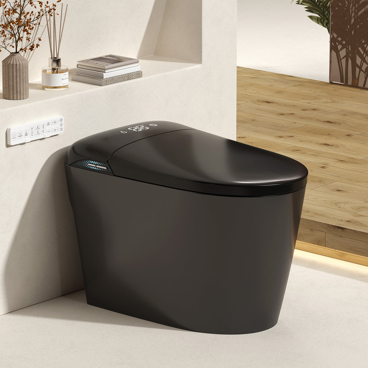Rainlex Tankless Smart Bidet Toilet with Auto Open Lid, Heated Seat, Warm Water Wash, Dryer, Foot Sensor, LED Display & Remote Control(T57)