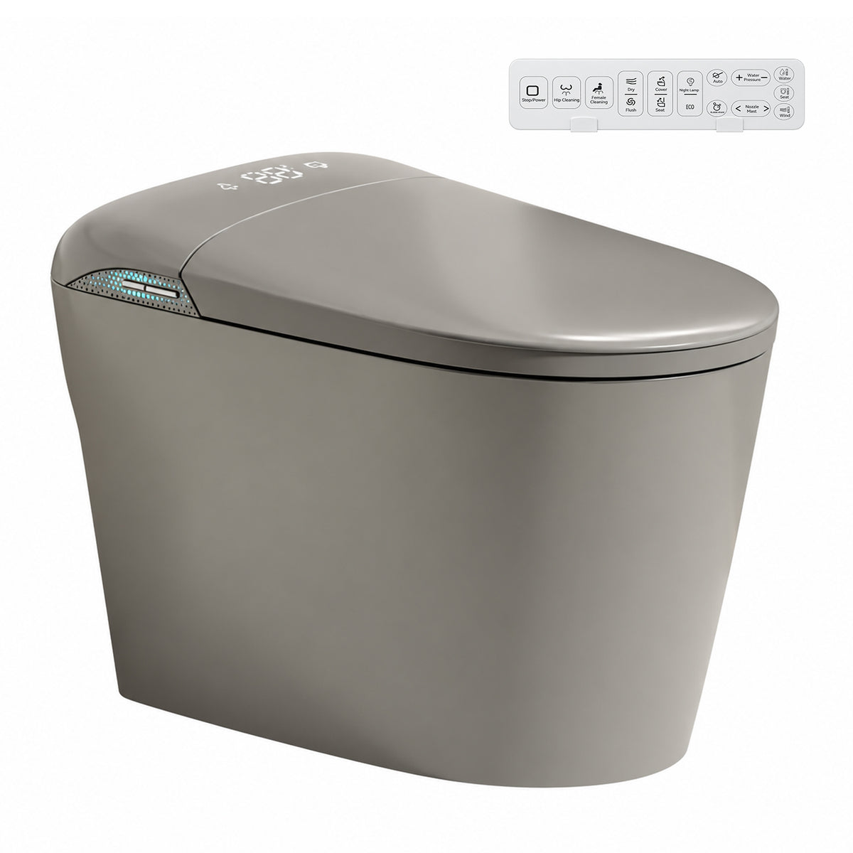 Rainlex Tankless Smart Bidet Toilet with Auto Open Lid, Heated Seat, Warm Water Wash, Dryer, Foot Sensor, LED Display & Remote Control(T57)