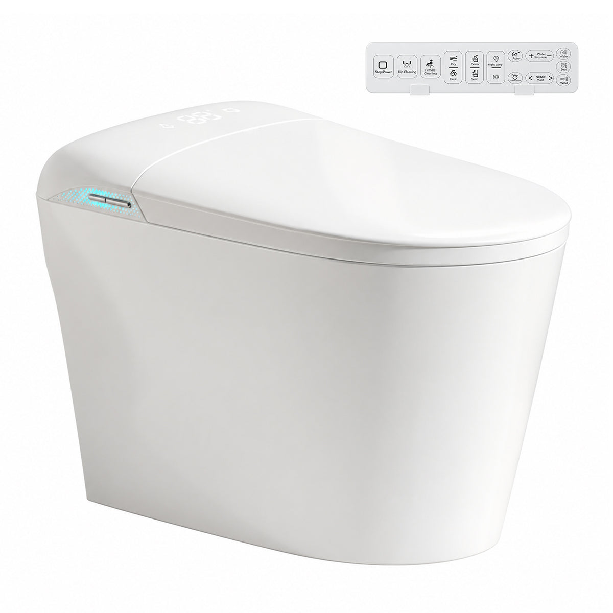 Rainlex Tankless Smart Bidet Toilet with Auto Open Lid, Heated Seat, Warm Water Wash, Dryer, Foot Sensor, LED Display & Remote Control(T57)