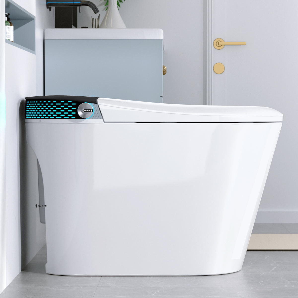 Rainlex ADA Tankless Smart Bidet Toilet with Foot Kick Sensor, Heated Seat, Warm Water Wash, Dryer, Auto Flush, Night Light & Remote Control(T58)
