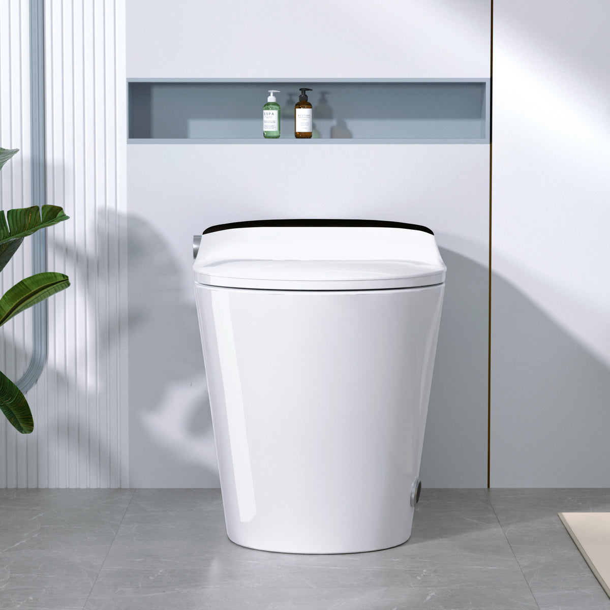 Rainlex ADA Tankless Smart Bidet Toilet with Foot Kick Sensor, Heated Seat, Warm Water Wash, Dryer, Auto Flush, Night Light & Remote Control(T58)