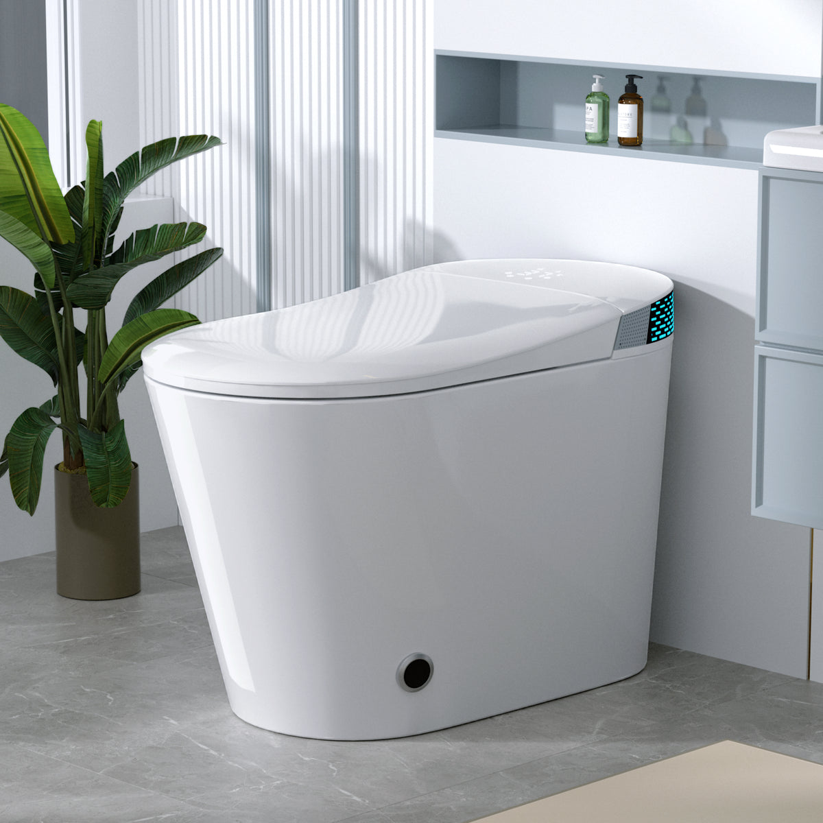 Rainlex ADA Tankless Smart Bidet Toilet with Foot Kick Sensor, Heated Seat, Warm Water Wash, Dryer, Auto Flush, Night Light & Remote Control(T58)
