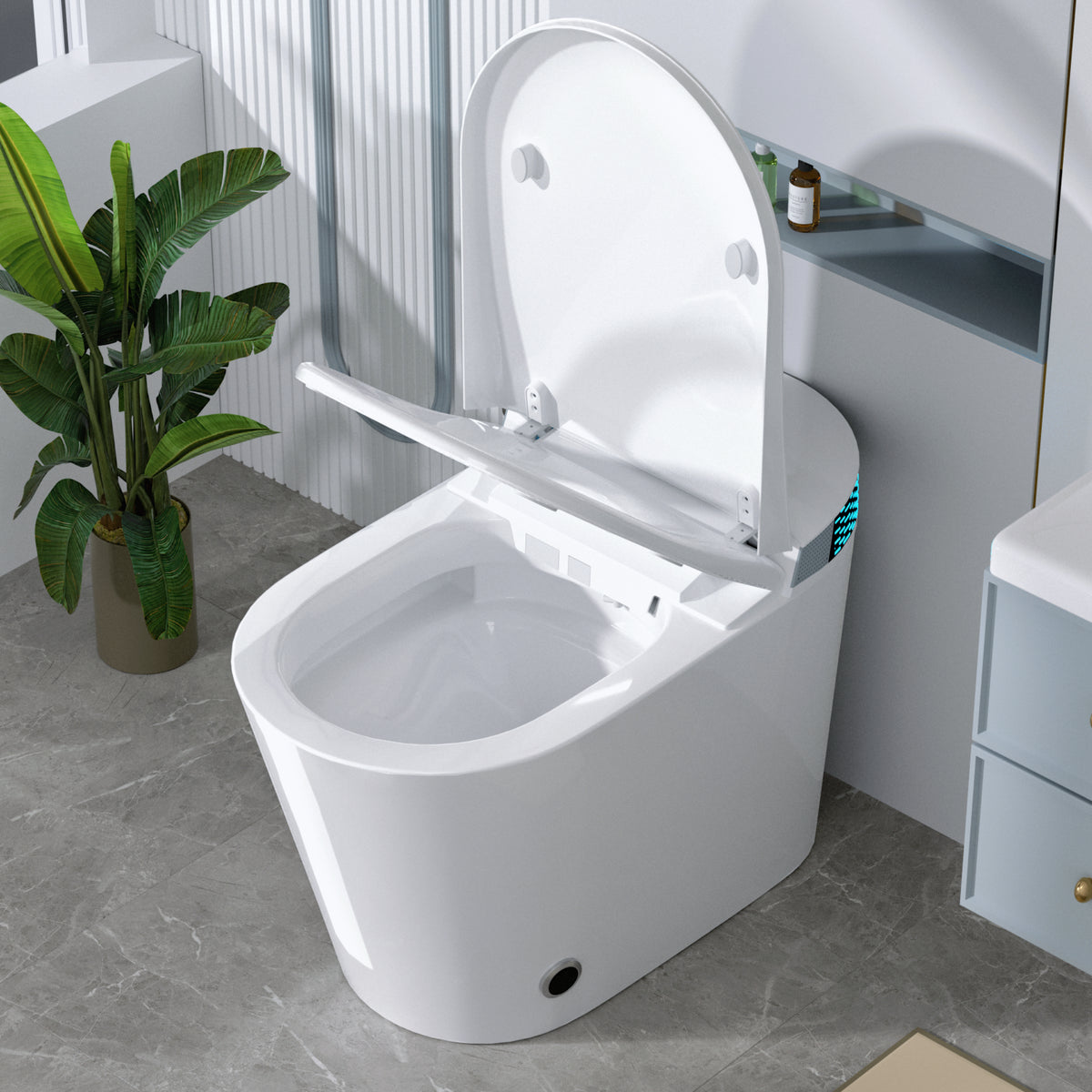 Rainlex ADA Tankless Smart Bidet Toilet with Foot Kick Sensor, Heated Seat, Warm Water Wash, Dryer, Auto Flush, Night Light & Remote Control(T58)