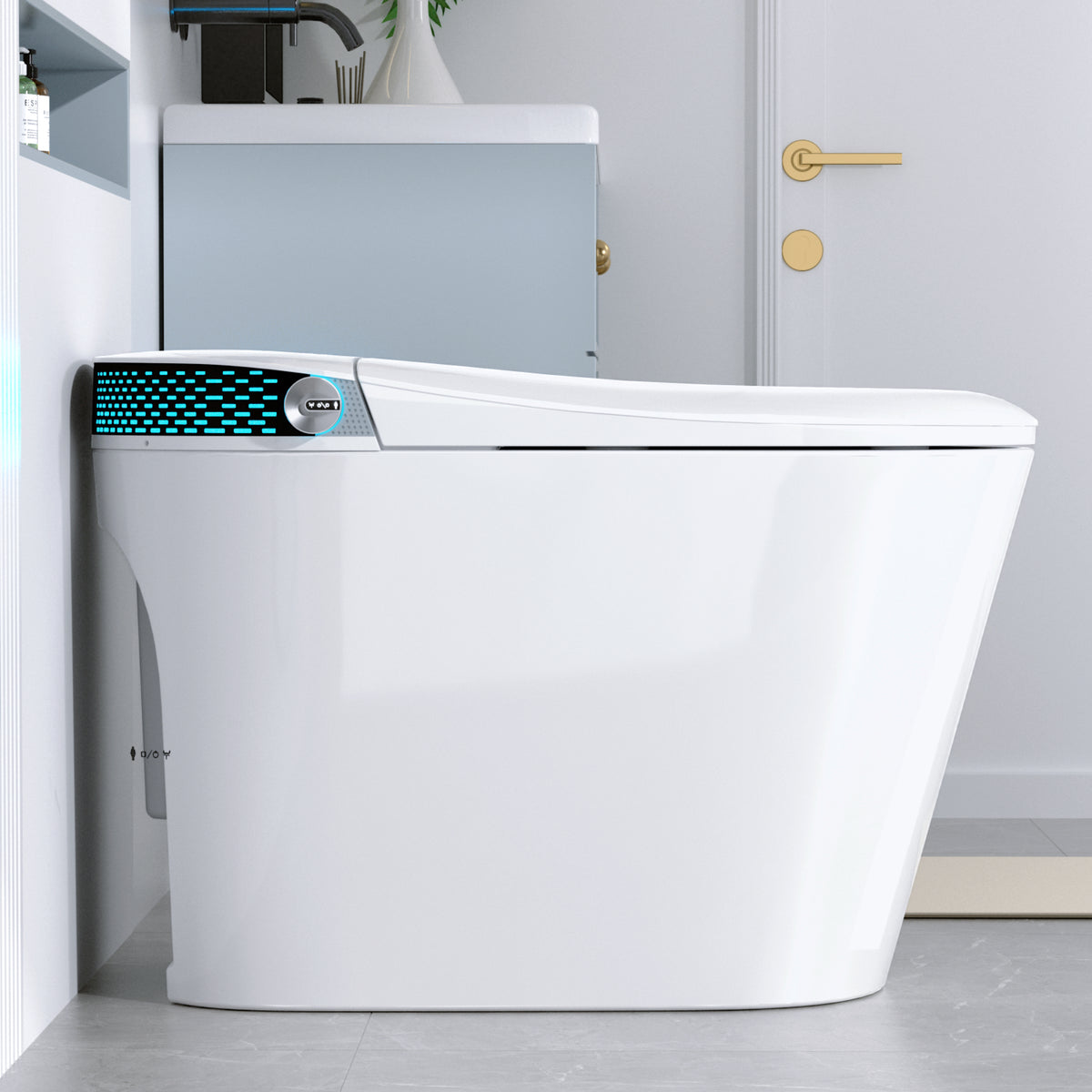 Rainlex ADA Tankless Smart Bidet Toilet with Foot Kick Sensor, Heated Seat, Warm Water Wash, Dryer, Auto Flush, Night Light & Remote Control(T58)