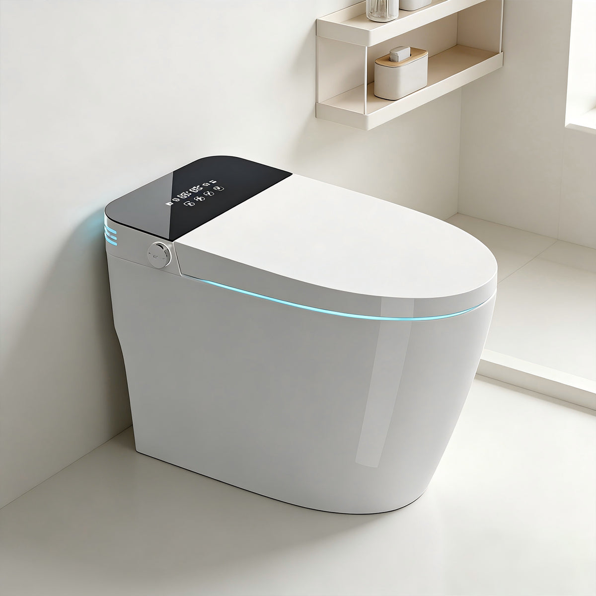 Rainlex Tankless Smart Bidet Toilet with Heated Seat, Warm Water Wash, Dryer, Foot Sensor, LED Display & Remote Control(T59)