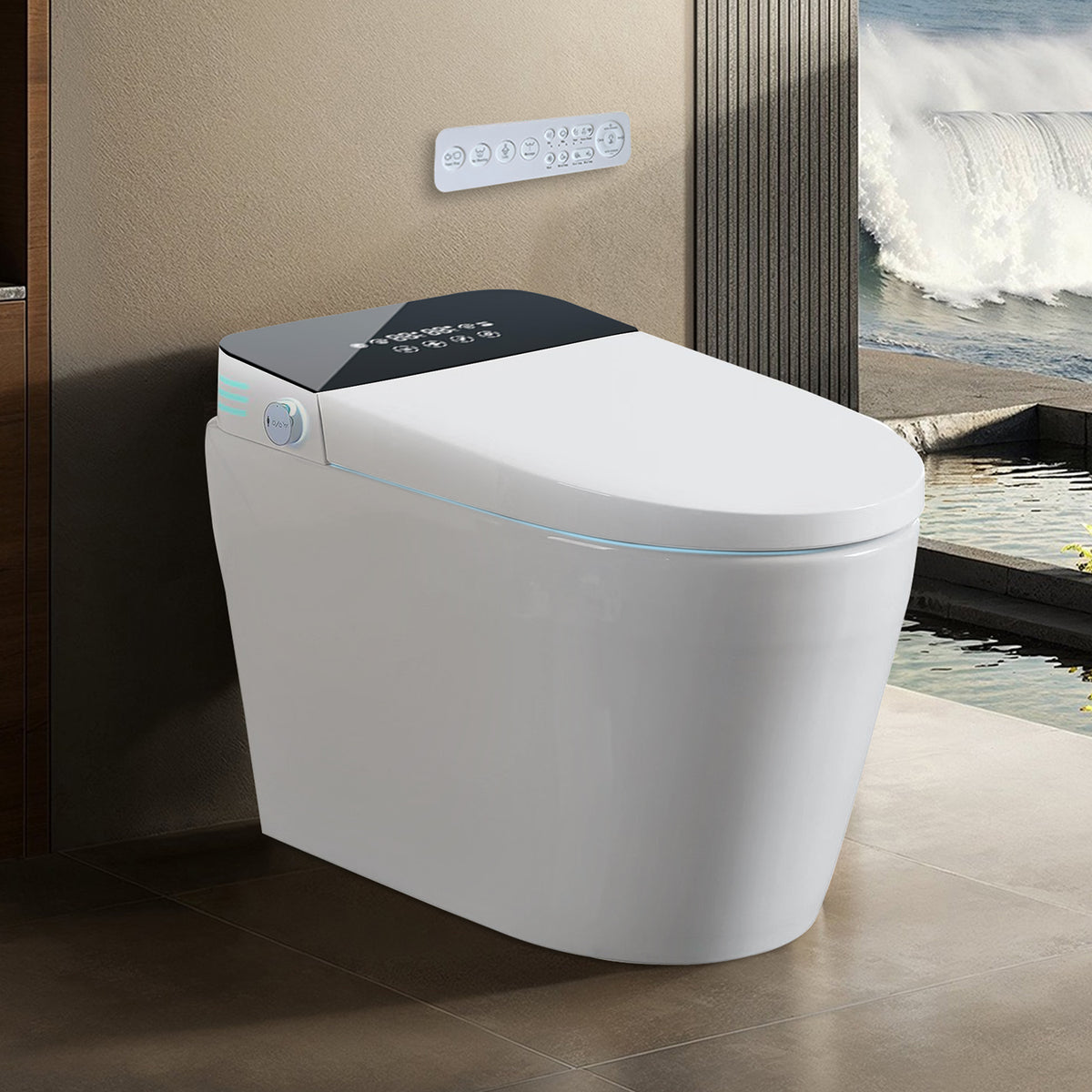 Rainlex Tankless Smart Bidet Toilet with Radar Sensor Auto Lid, Heated Seat, Warm Water Wash, Dryer, Foot Sensor, LED Display & Remote Control(T60)
