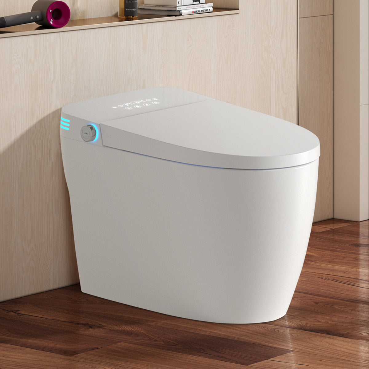 Rainlex Tankless Smart Bidet Toilet with Heated Seat, Warm Water Wash, Dryer, Foot Sensor, Self-Cleaning Nozzle, LED Display & Remote Control(T62)