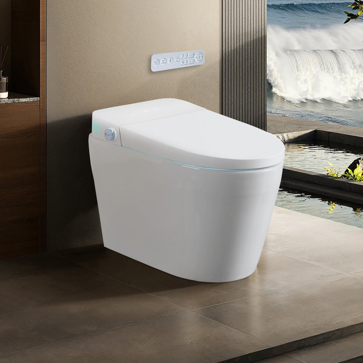 Rainlex Premium Tankless Smart Bidet Toilet with Radar Sensor Auto Lid, Heated Seat, Warm Water Wash, Dryer, Self-Cleaning Nozzle & Remote Control(T63)