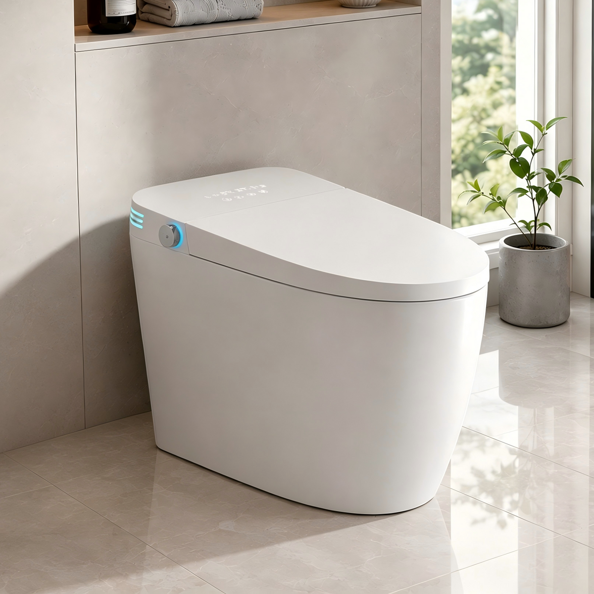 Rainlex Smart Bidet Toilet with Built-in Booster Tank, Radar Sensor Auto Lid, Heated Seat, Warm Water Wash, Dryer, Self-Cleaning Nozzle & Remote Control(T64)