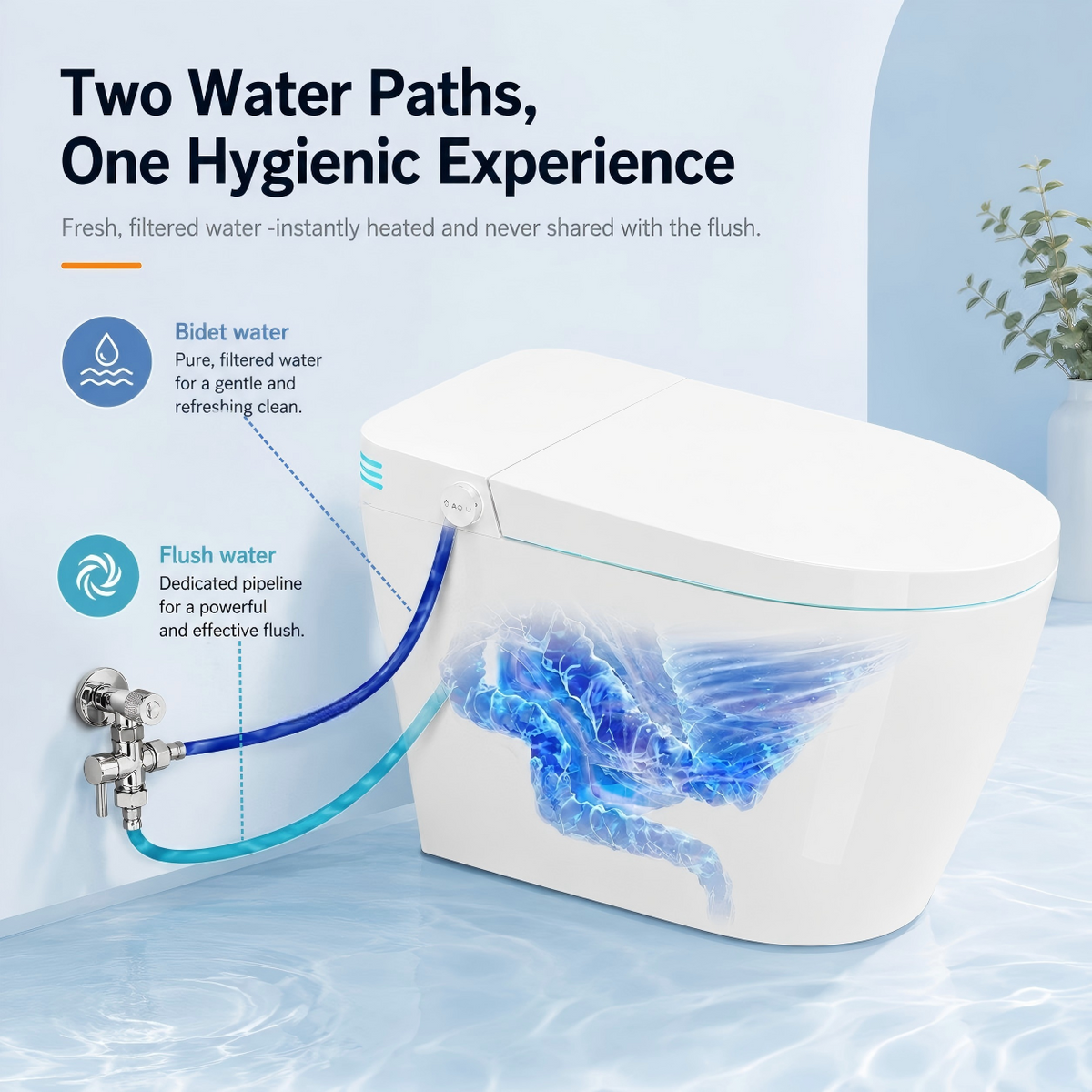 Rainlex Smart Bidet Toilet with Built-in Booster Tank, Radar Sensor Auto Lid, Heated Seat, Warm Water Wash, Dryer, Self-Cleaning Nozzle & Remote Control(T64)