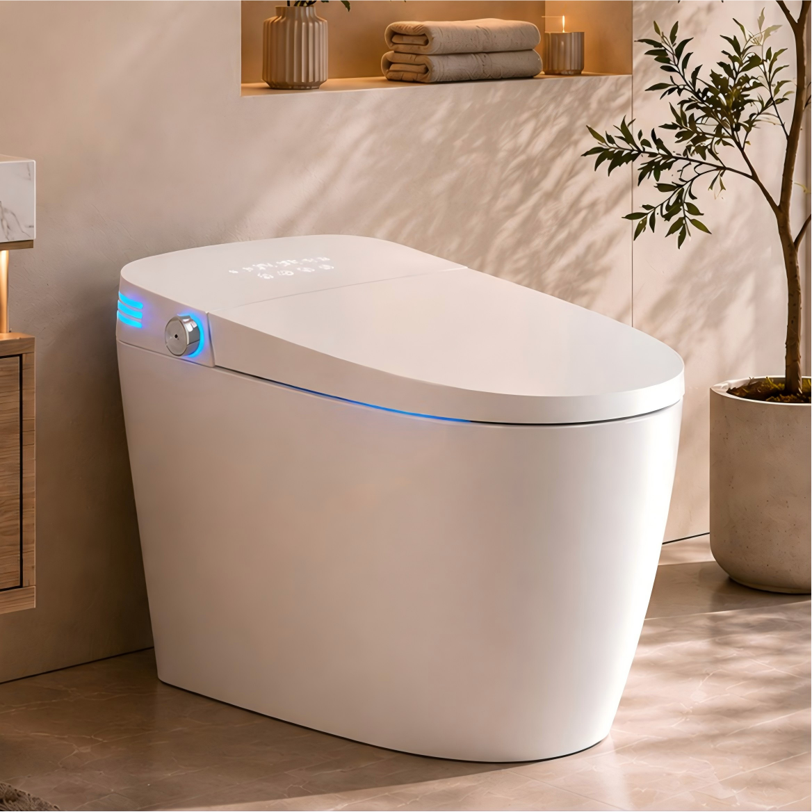 Rainlex Smart Bidet Toilet with Built-in Booster Tank, Radar Sensor Auto Lid, Heated Seat, Warm Water Wash, Dryer, Self-Cleaning Nozzle & Remote Control(T64)