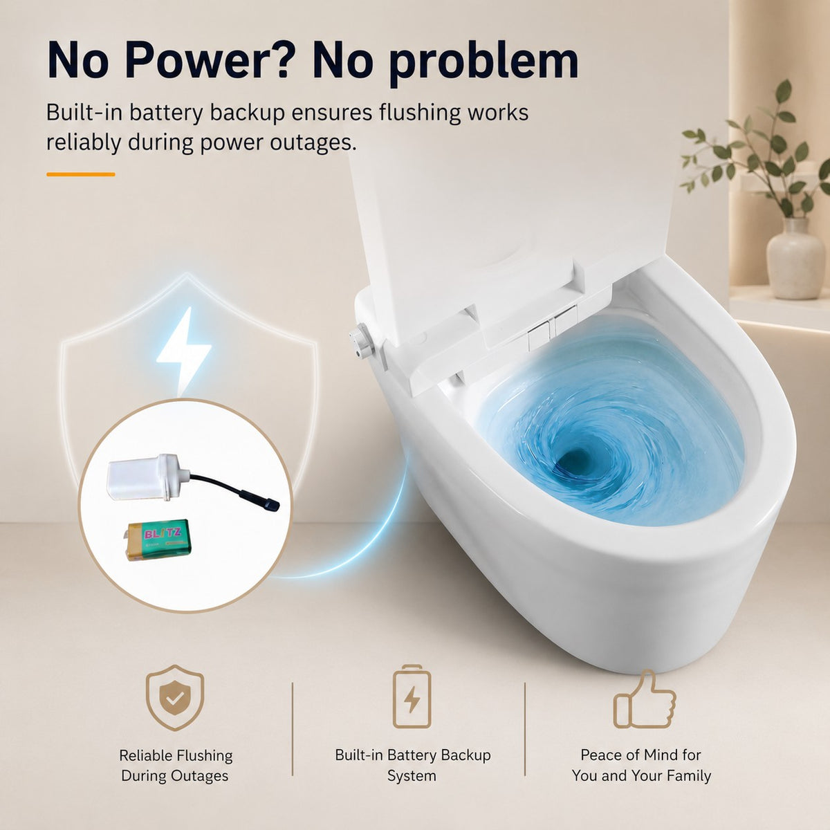 Rainlex Smart Bidet Toilet with Built-in Booster Tank, Radar Sensor Auto Lid, Heated Seat, Warm Water Wash, Dryer, Self-Cleaning Nozzle & Remote Control(T64)