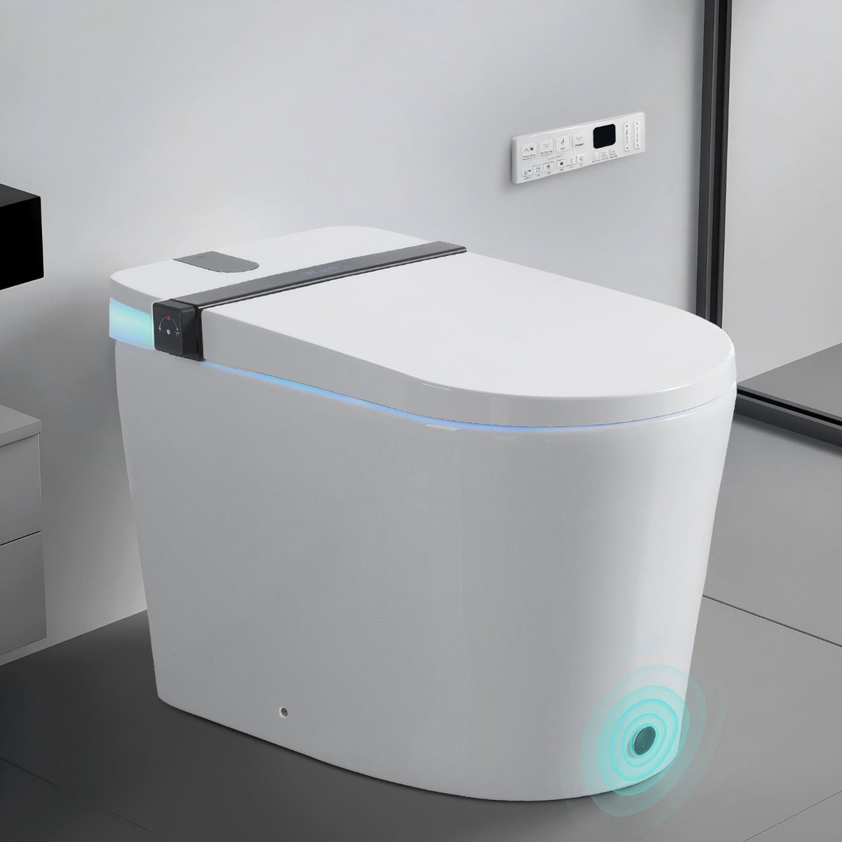 Rainlex Smart Bidet Toilet with Foam Shield, Radar Sensor Auto Lid, Heated Seat, Warm Water Wash, Dryer, Foot Sensor & Remote Control(T65)