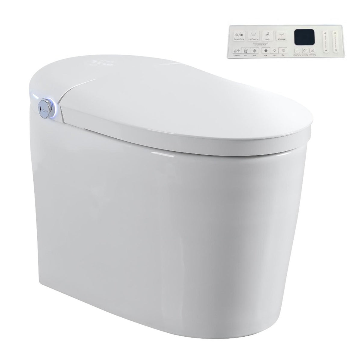 Rainlex Tankless Smart Bidet Toilet with Auto Open Lid, Heated Seat, Bubble Wash, Warm Water Wash, Dryer, Foot Sensor & Side Knob Control(T67)