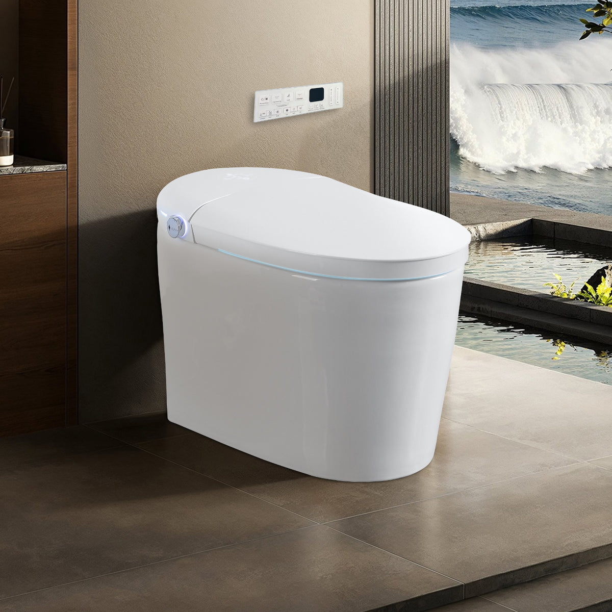 Rainlex Tankless Smart Bidet Toilet with Auto Open Lid, Heated Seat, Bubble Wash, Warm Water Wash, Dryer, Foot Sensor & Side Knob Control(T67)