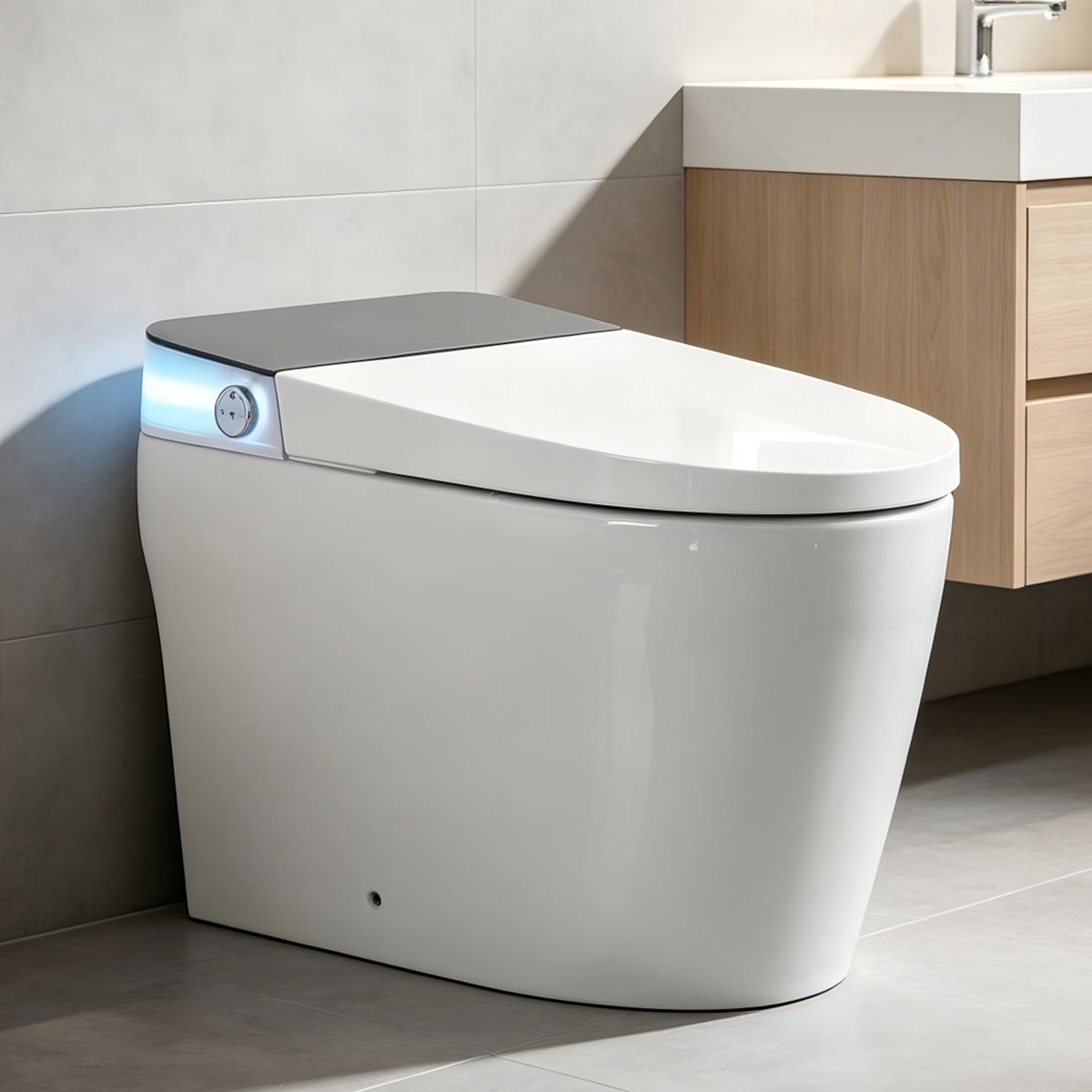 Rainlex Smart Bidet Toilet with Built-in Booster Tank, Radar Sensor Auto Lid, Heated Seat, Warm Water Wash, Dryer, Self-Cleaning Nozzle & Remote Control(T68)