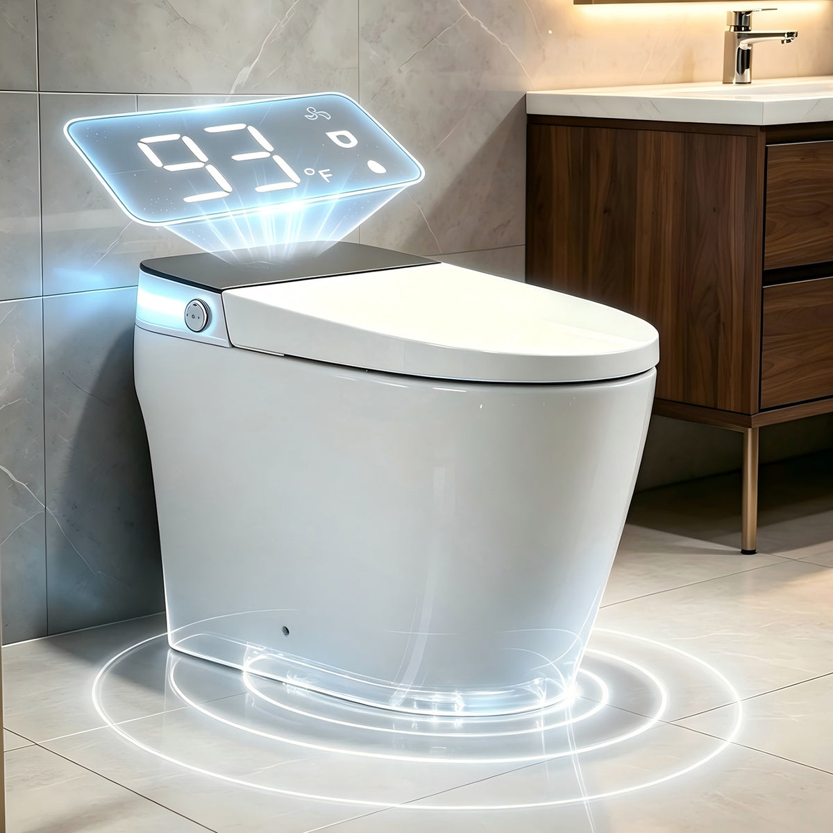 Rainlex Smart Bidet Toilet with Built-in Booster Tank, Radar Sensor Auto Lid, Heated Seat, Warm Water Wash, Dryer, Self-Cleaning Nozzle & Remote Control(T68)