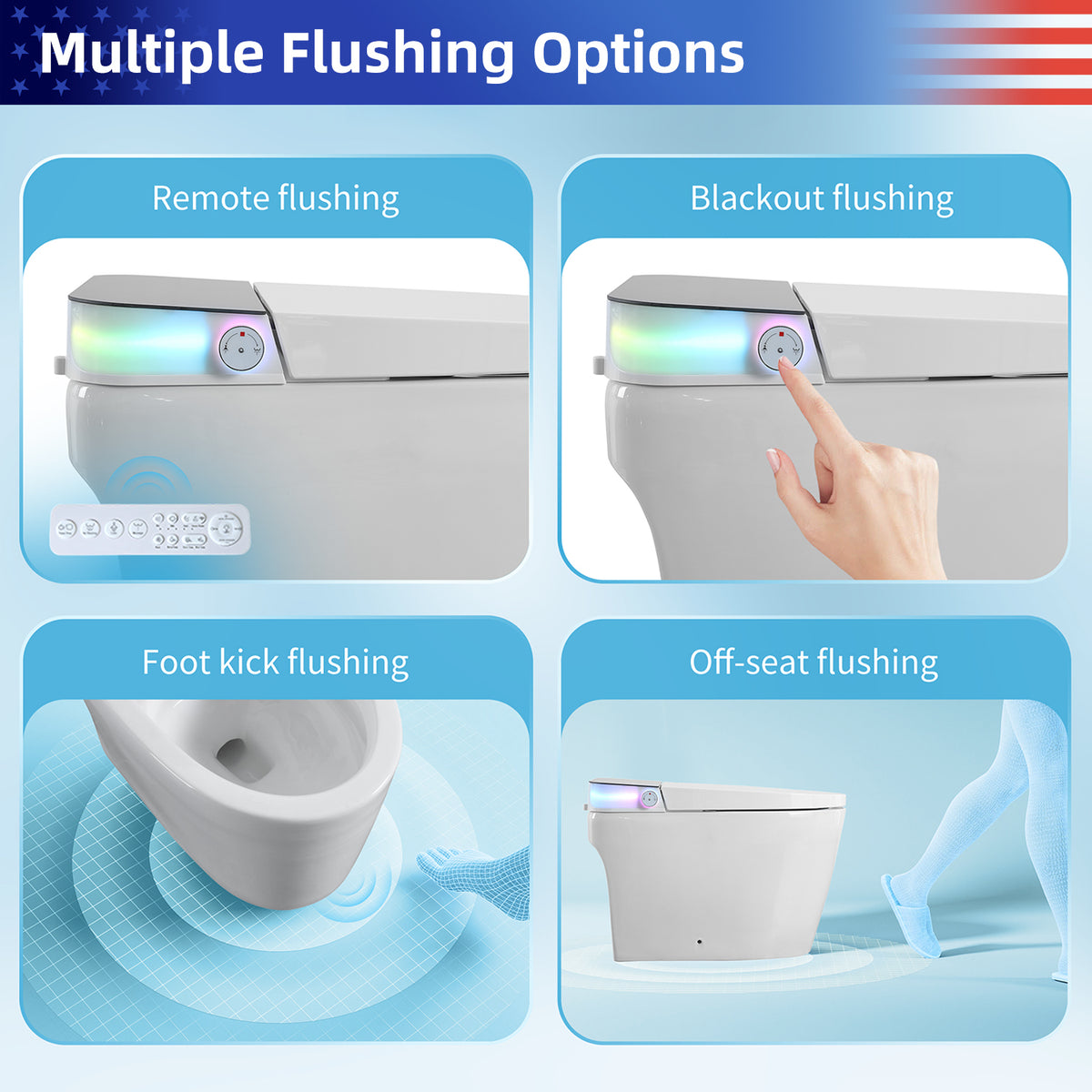 Rainlex Smart Bidet Toilet with Built-in Booster Tank, Radar Sensor Auto Lid, Heated Seat, Warm Water Wash, Dryer, Self-Cleaning Nozzle & Remote Control(T68)