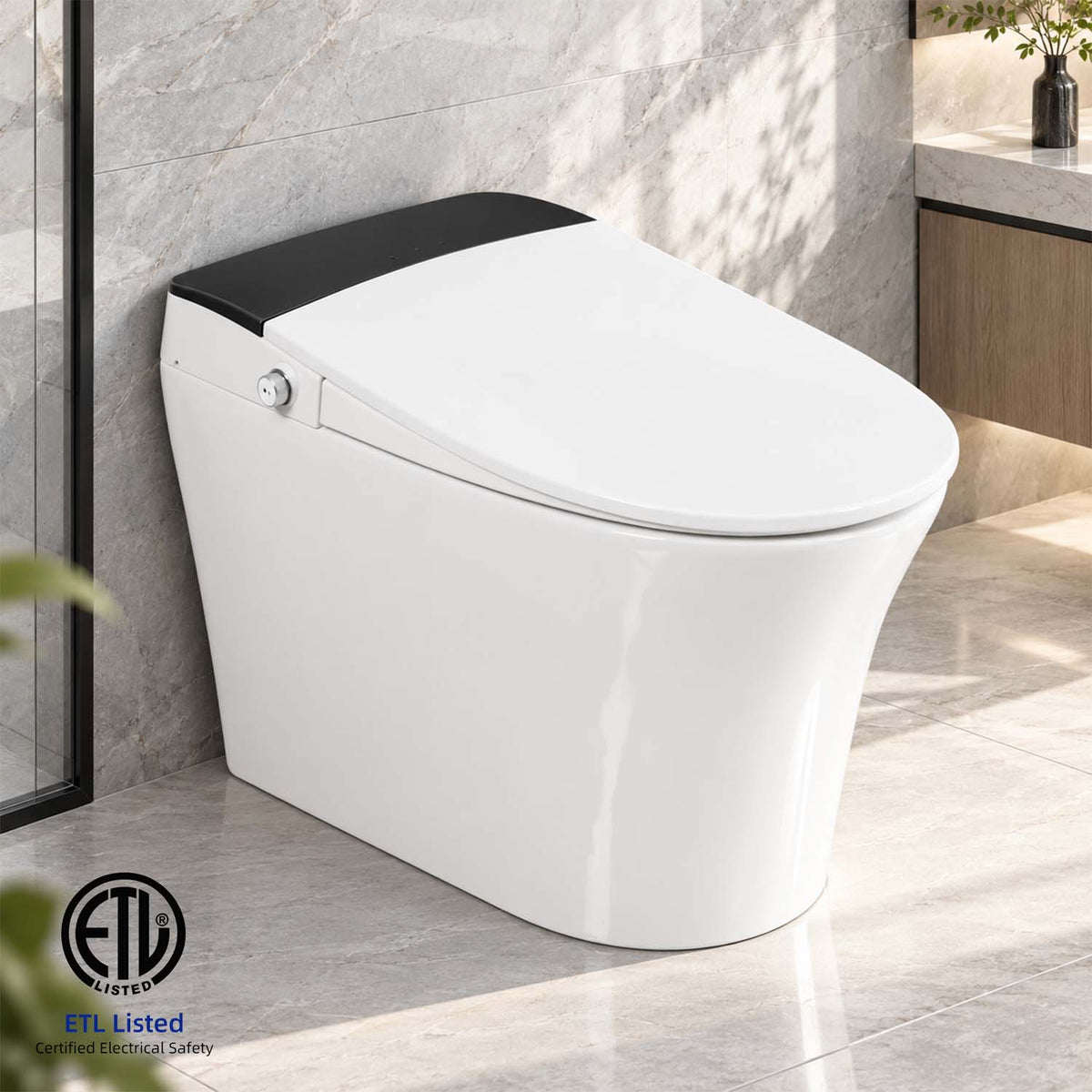 Rainlex Smart One Piece Toilet with Heated Seat, Automatic Flush, Foot Sensor, Tankless Design, Night Light & Soft Close Lid（T70）