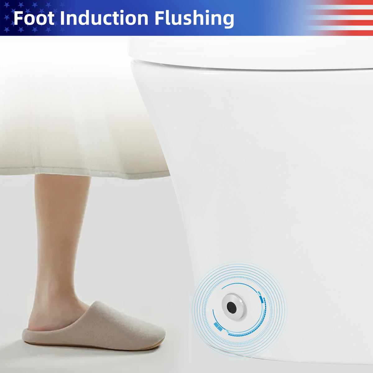 Rainlex Smart One Piece Toilet with Heated Seat, Dual Flush 1.0/1.28 GPF, Auto Flush, Foot Sensor, Night Light & Knob Control（T71）