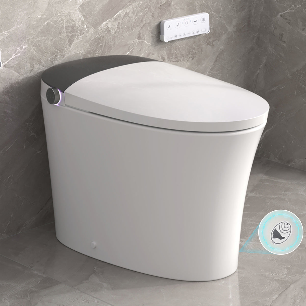 Rainlex Smart Bidet Toilet with ADA Comfort Height, Heated Seat, Dual Flush 1.0/1.28 GPF, Warm Dryer, Night Light & Remote Control（T72）