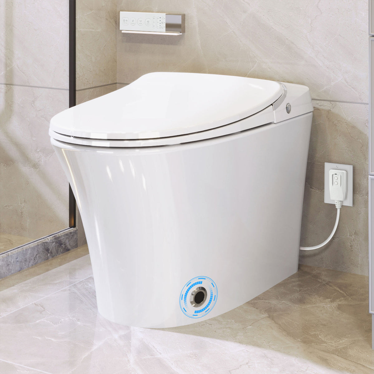 Rainlex Smart Bidet Toilet with Heated Seat, Warm Water Wash, Warm Air Dryer, Auto Flush, Remote Control & Night Light (T73)
