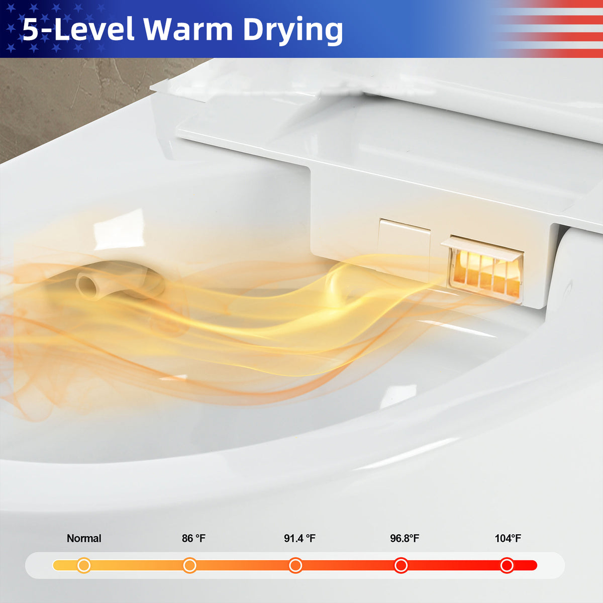 Rainlex Smart Bidet Toilet with Heated Seat, Warm Water Wash, Warm Air Dryer, Auto Flush, Remote Control & Night Light (T73)