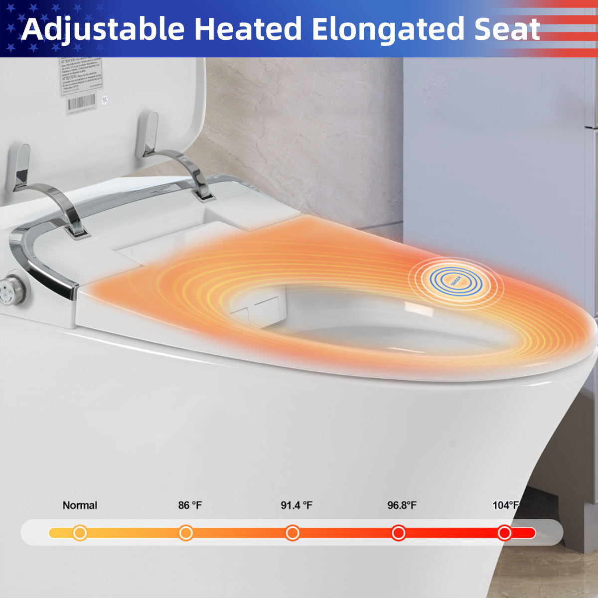 Rainlex Smart Bidet Toilet with Heated Seat, Warm Water Wash, Warm Air Dryer, Auto Flush, Remote Control & Night Light (T73)