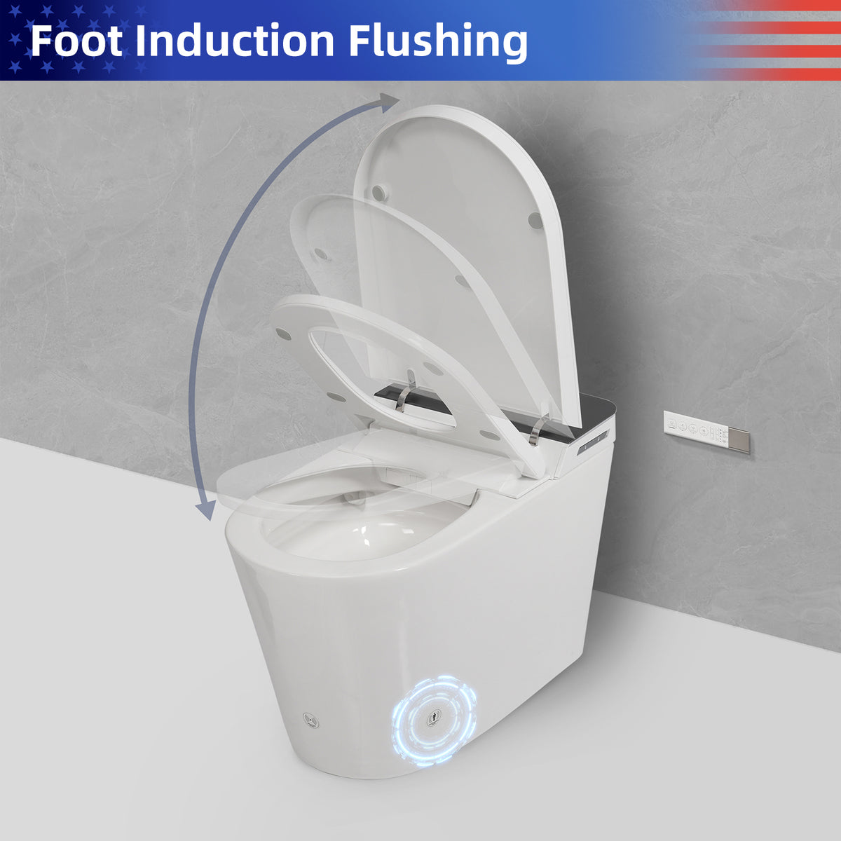 Rainlex Tankless Smart Bidet Toilet with Auto Open Lid, Heated Seat, Warm Water Wash, Dryer, Foot Sensor & Remote Control(T74)