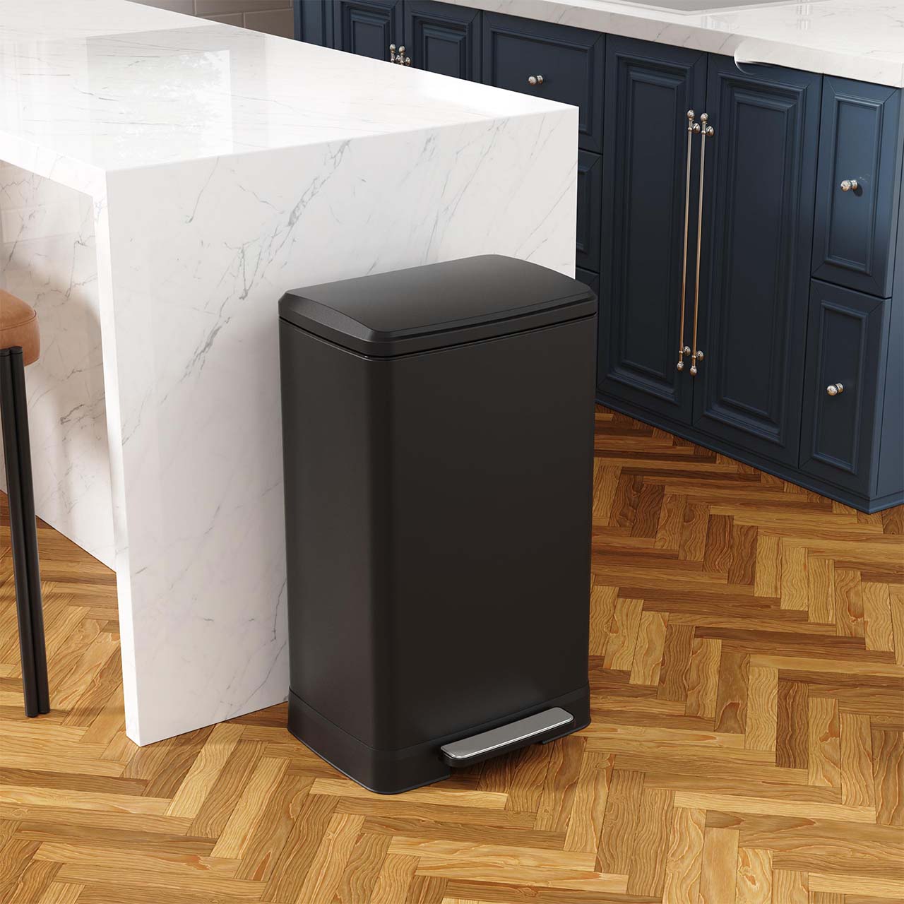 17 Gal. Stainless Steel Step Trash Can with Soft-Close Lid, Removable Inner Bucket, Detachable Wheels and Odor Control Slot RX-TB01-17