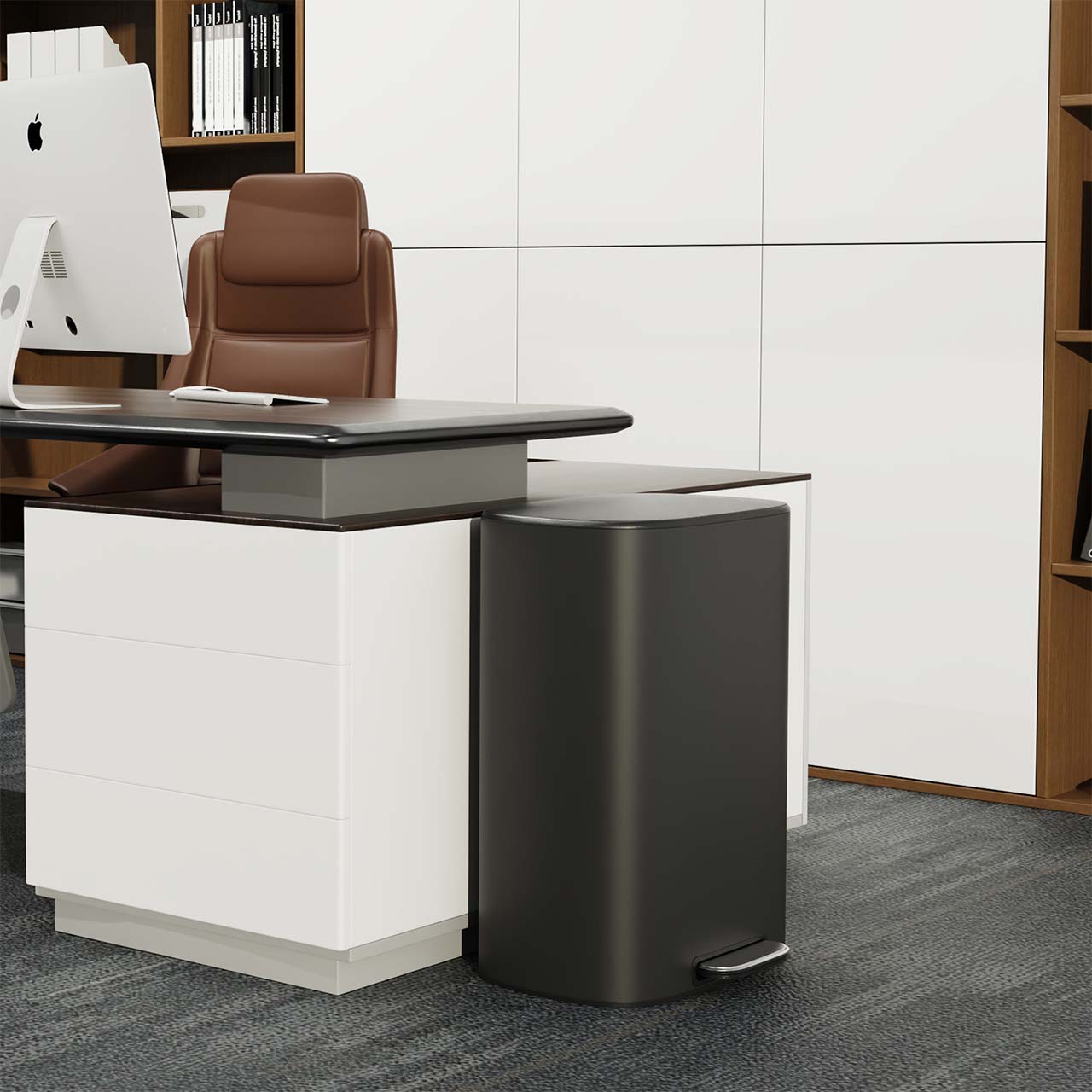 13 Gal. / 50 L Stainless Steel Step Trash Can with Soft-Close Stay-Open Lid and Removable Inner Bucket,RX-TB03-13