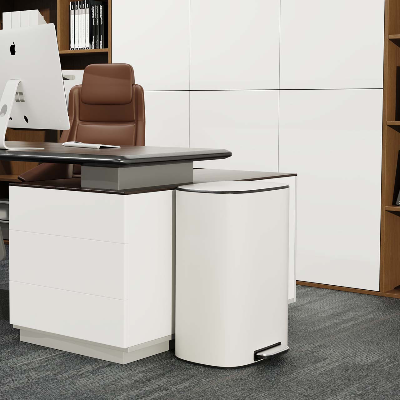 13 Gal. / 50 L Stainless Steel Step Trash Can with Soft-Close Stay-Open Lid and Removable Inner Bucket,RX-TB03-13