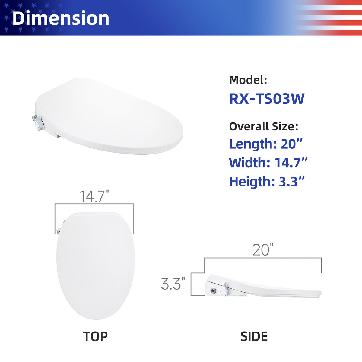 Siège de toilette avec bidet intégré RX-TS03W