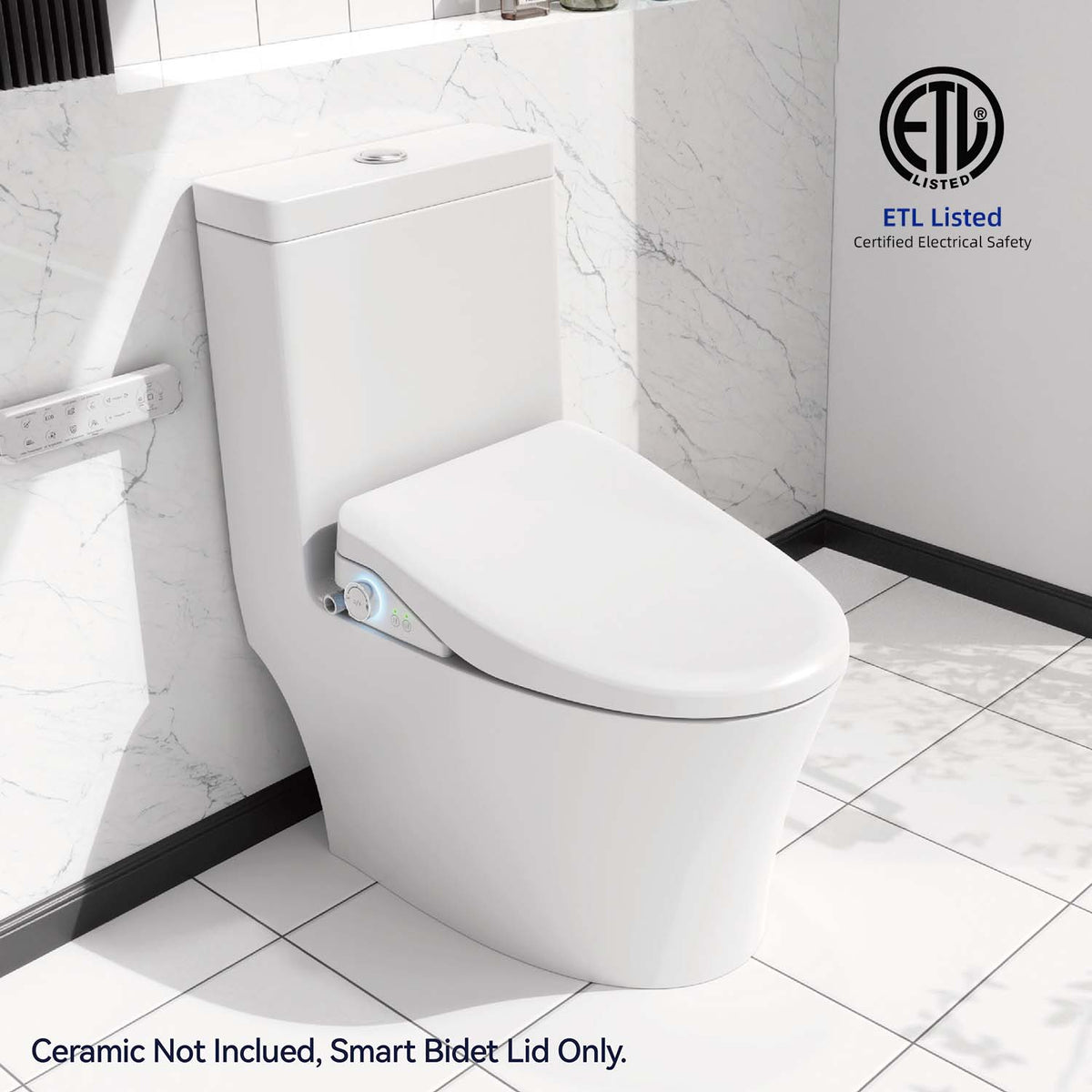 Rainlex Smart Bidet Toilet Seat with Auto Lid Opening, Heated Seat, Warm Water Wash & Remote Control