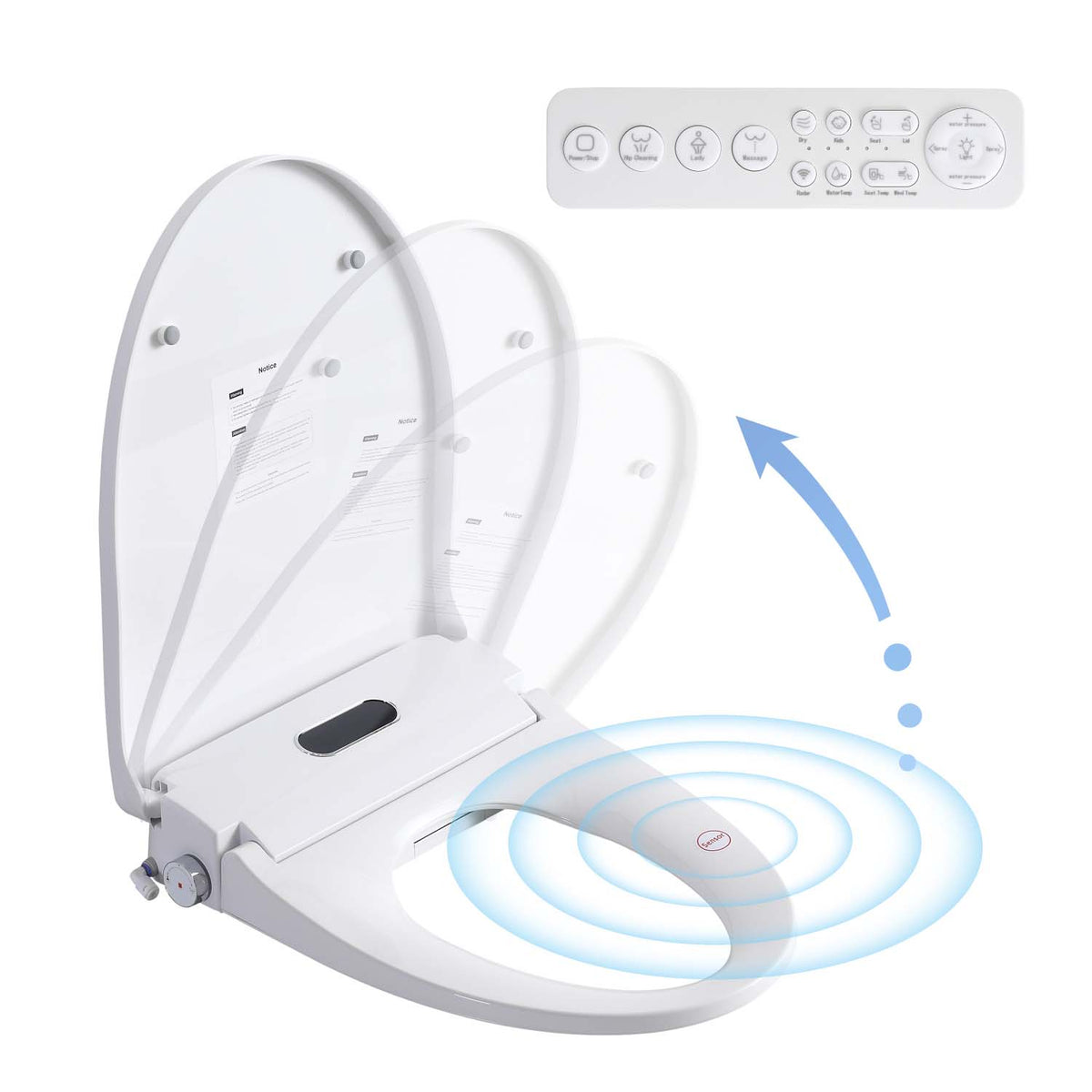 Smart Bidet Toilet Seat with Auto Open/Close Lid, Heated Seat, Adjustable Water Temperature & Pressure