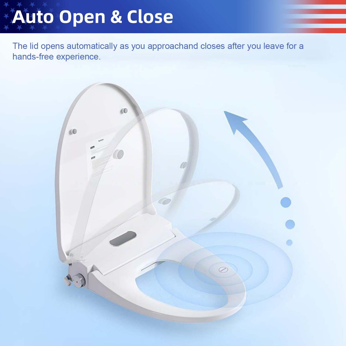 Smart Bidet Toilet Seat with Auto Open/Close Lid, Heated Seat, Adjustable Water Temperature & Pressure