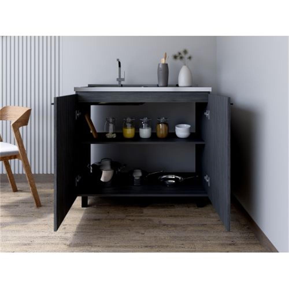 RAINLEX 39" Freestanding Utility Sink Cabinet with Double Basins & Soft-Close Doors (US13)
