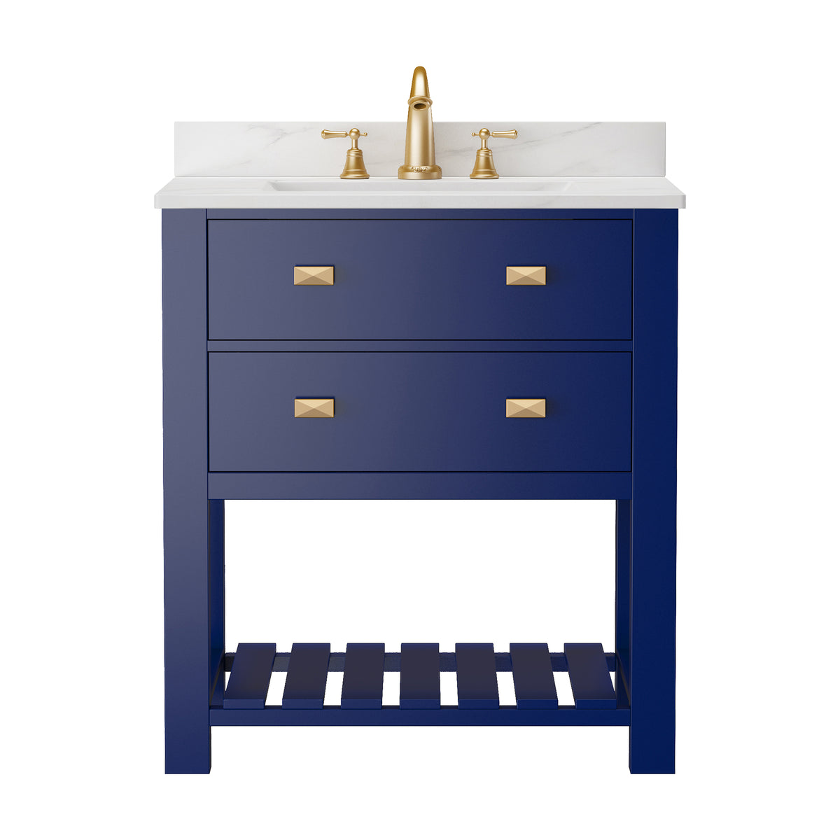 RAINLEX 30 in. Freestanding Bathroom Vanity with Natural Marble Top (V01)