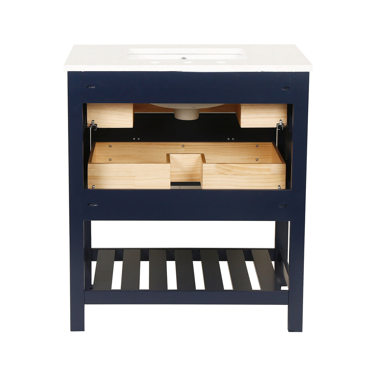 RAINLEX 30 in. Freestanding Bathroom Vanity with Natural Marble Top (V01)