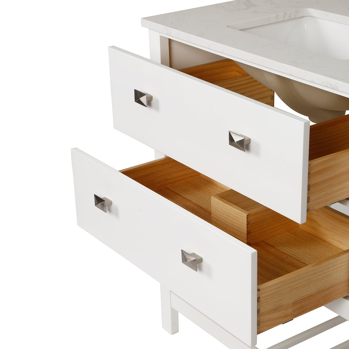 RAINLEX 30 in. Freestanding Bathroom Vanity with Natural Marble Top (V01)