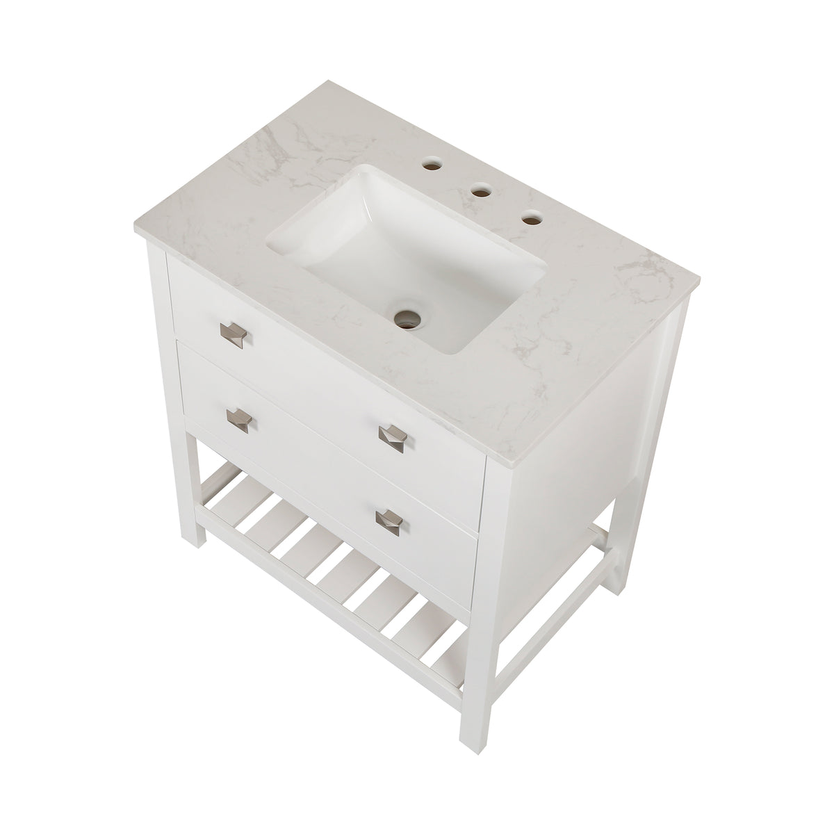 RAINLEX 30 in. Freestanding Bathroom Vanity with Natural Marble Top (V01)