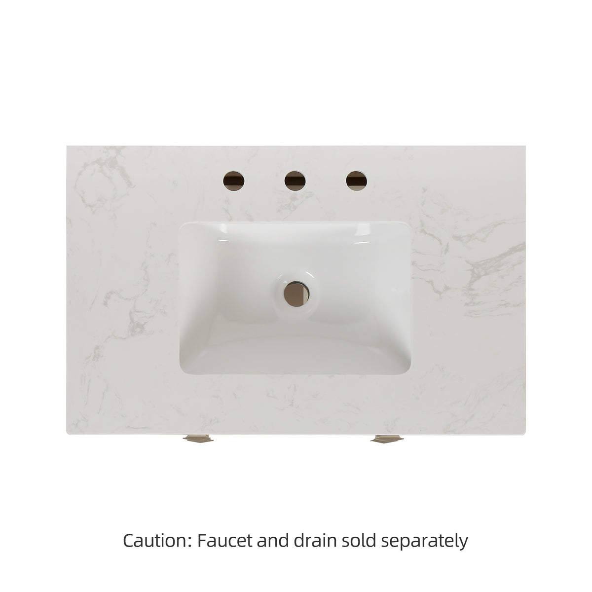 RAINLEX 30 in. Freestanding Bathroom Vanity with Natural Marble Top (V01)